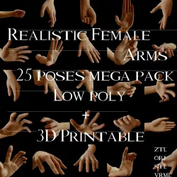 Realistic Female Arms 25 Poses Low-poly  3D model