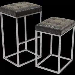 Restoration Hardware Reese Tufted Leather Stool 3D model