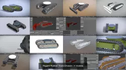 Rigged Rubber Track Chassis 3D Model Collection