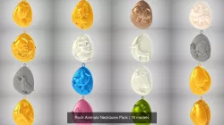  Rock Animals Necklaces Pack 3D Model Collection