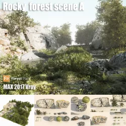Rocky forest scene A 3D model