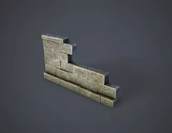 Ruined Wall Low-poly  3D model