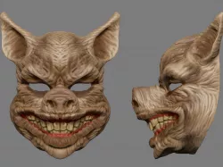 Scary Pig Head Mask Halloween Cosplay Butcher Horror STL File 3D print model