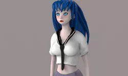 School Anime Girl Low-poly  3D model