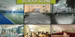 School Scene Low-poly  3D model