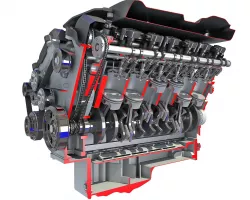 Sectioned V12 Engine 3D model
