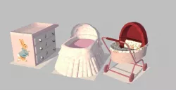 Set Decor nursery baby Low-poly  3D model