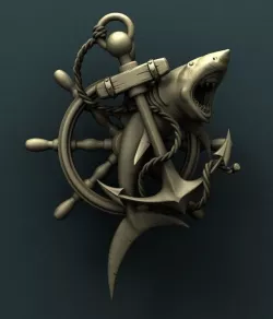 Shark anchor 3d stl model for CNC 3D model