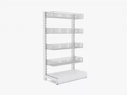Shelving With Hanging Wire Basket 3D model