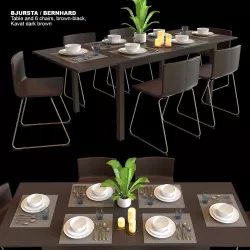 Table and chairs IKEA BJURSTA  BERNHARD 3D model