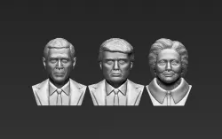 USA Politicians busts Trump Clinton Bush for 3D printing 3D Model Collection