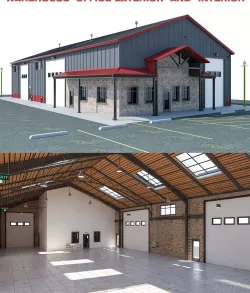 Warehouse Office interior and exterior 3D model
