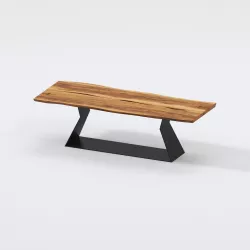 Wood Slab Table on Metal Frame 3D model