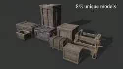 Wooden Boxes Low-poly  3D model
