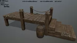 wooden pier  Low-poly  3D model