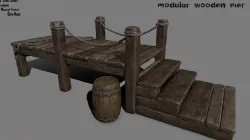 wooden pier Low-poly  3D model