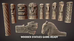 Wooden statues Low-poly  3D model