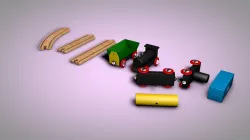 Wooden Toy Trains Set 3D model