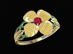 1510 Beautiful Diamond Flower Bangle 3D print model