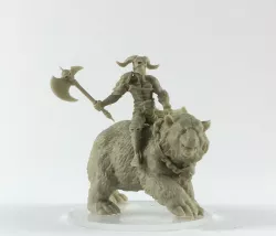 Barbarian Bear rider - 35 mm scale print model 3D print model
