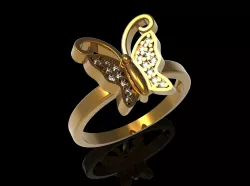 Butterfly woman women ring 3D print model