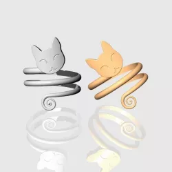 cat-face ring  Low-poly  3D print model