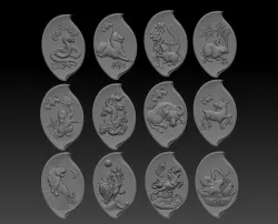 Chinese zodiac signs 3D print model