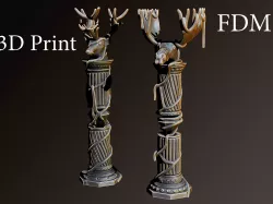 Column elk and deer 3D print model