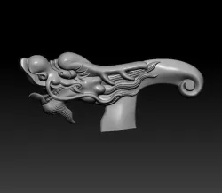 Crutch handle with dragon head 3D print model