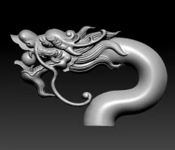 Crutch handle with dragon head 3D print model