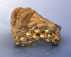 Demon Skull Ring for Man with Gold Scary 3D print model
