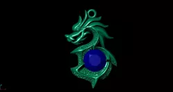 Dragon pendant with gemstone 3D print model