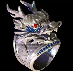 Dragon ring with gemstone dragon ring for men 3D print model