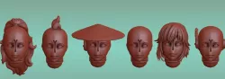 Female Tau firewarrior Head Set 1 3D print model