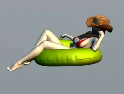 Girl in the pool 3D print model