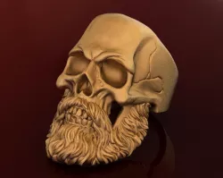 Gold Beard Skull Ring for Men  3D print model