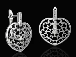 Hearts in heart earrings 3D print model