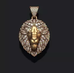 Leon pendant with diamonds and closed mouth 3D print model