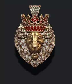 Leon pendant with diamonds and crown 3D print model