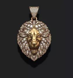 Leon pendant with diamonds and opened mouth 3D print model