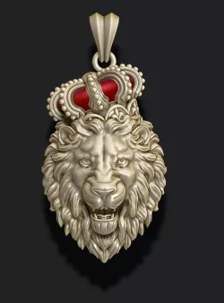 Lion pendant with crown v4 3D print model