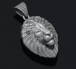 Lion pendant with diamonds and closed mouth 3D print model