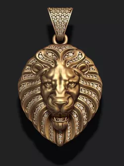 Lion pendant with diamonds and opened mouth 3D print model