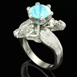 Mermaid Ring with Topaz 3D print model