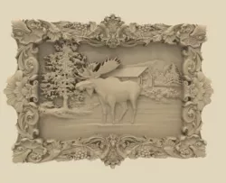 moose in frame 3D models for artcam and aspire 3D print model