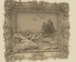 moose in frame 3D models for artcam and aspire 3D print model