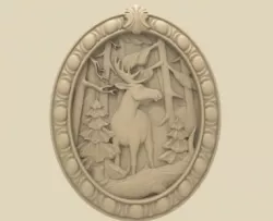 moose in round frame 3D models for artcam and aspire 3D print model