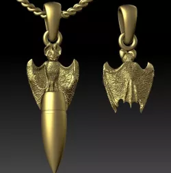 pendant bat with bullet 3D print model