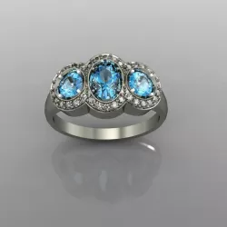 Ring Blue Topaz 3D print model