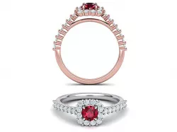 Ruby Engagement ring Halo design  3D print model